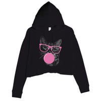 Cat Blowing Bubble Gum Crop Fleece Hoodie