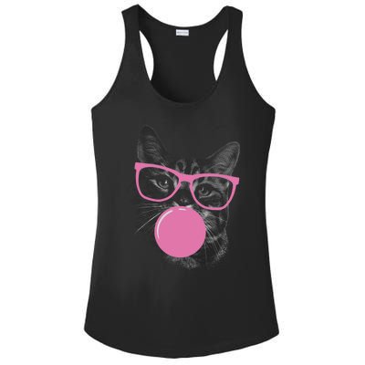 Cat Blowing Bubble Gum Ladies PosiCharge Competitor Racerback Tank