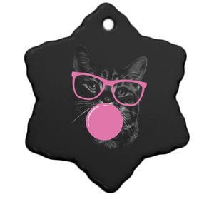 Cat Blowing Bubble Gum Ceramic Star Ornament