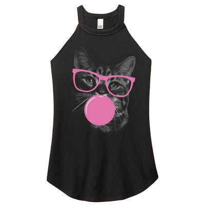 Cat Blowing Bubble Gum Women's Perfect Tri Rocker Tank