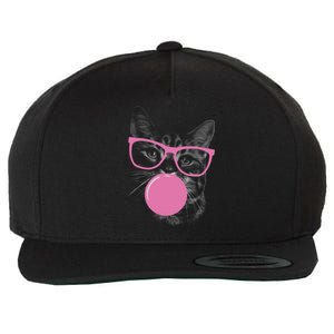 Cat Blowing Bubble Gum Wool Snapback Cap