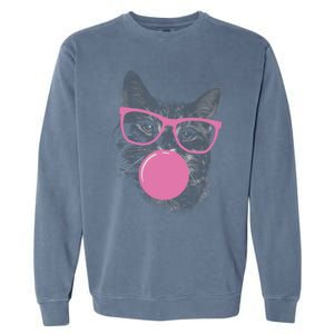 Cat Blowing Bubble Gum Garment-Dyed Sweatshirt