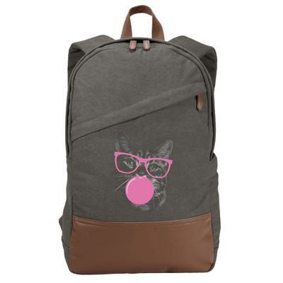 Cat Blowing Bubble Gum Cotton Canvas Backpack
