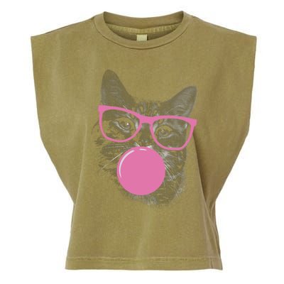 Cat Blowing Bubble Gum Garment-Dyed Women's Muscle Tee