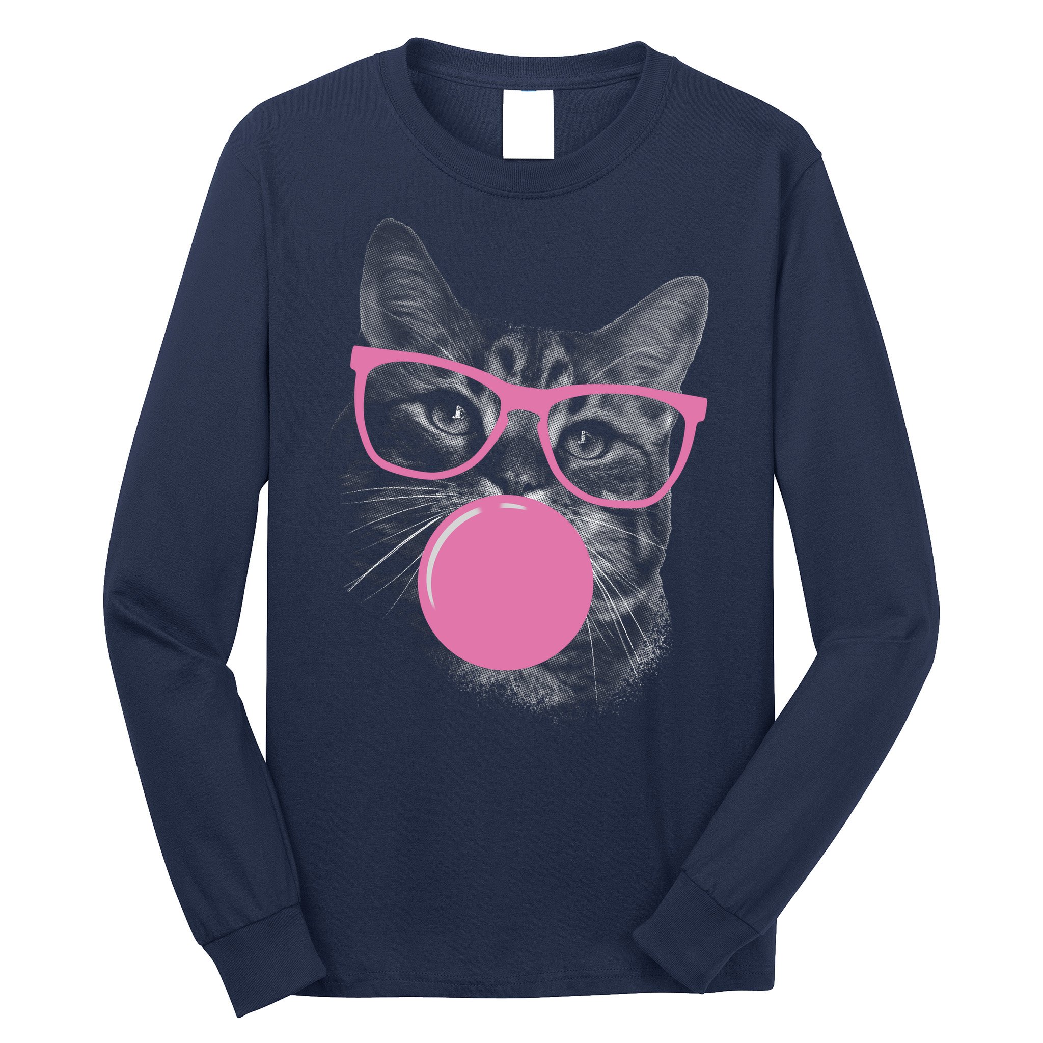 Cat Blowing Bubble Gum Long Sleeve Shirt
