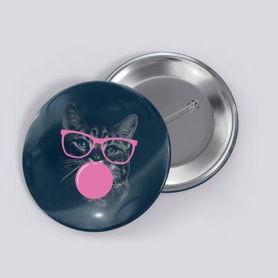 Cat Blowing Bubble Gum Button