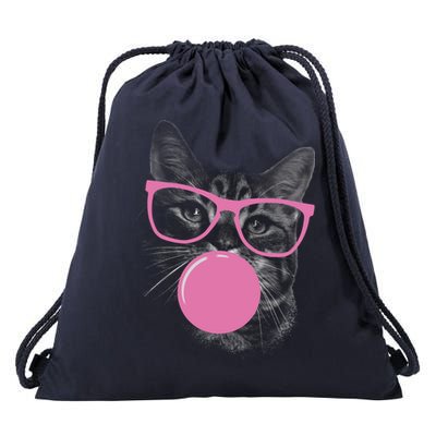 Cat Blowing Bubble Gum Drawstring Bag