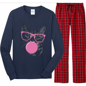 Cat Blowing Bubble Gum Long Sleeve Pajama Set