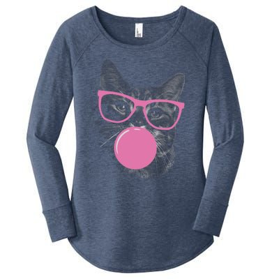 Cat Blowing Bubble Gum Women's Perfect Tri Tunic Long Sleeve Shirt