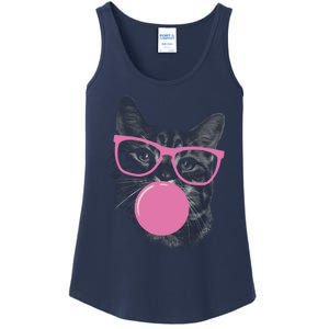 Cat Blowing Bubble Gum Ladies Essential Tank