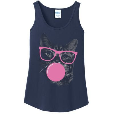 Cat Blowing Bubble Gum Ladies Essential Tank