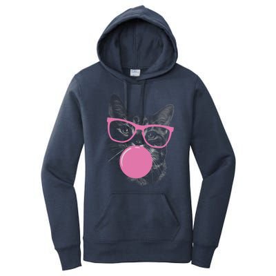 Cat Blowing Bubble Gum Women's Pullover Hoodie