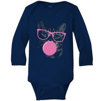 Cat Blowing Bubble Gum Baby Long Sleeve Bodysuit