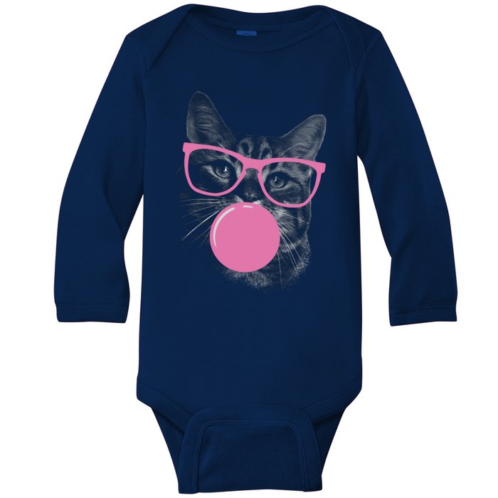 Cat Blowing Bubble Gum Baby Long Sleeve Bodysuit