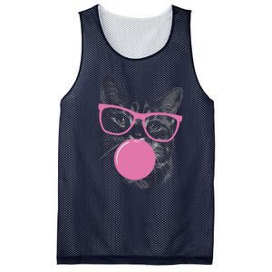 Cat Blowing Bubble Gum Mesh Reversible Basketball Jersey Tank