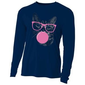 Cat Blowing Bubble Gum Cooling Performance Long Sleeve Crew