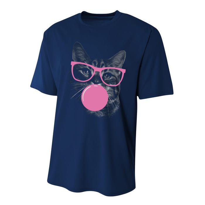 Cat Blowing Bubble Gum Performance Sprint T-Shirt