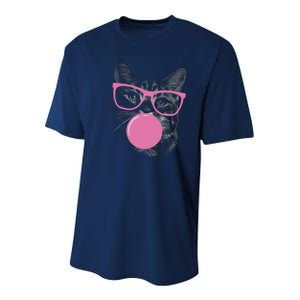 Cat Blowing Bubble Gum Youth Performance Sprint T-Shirt