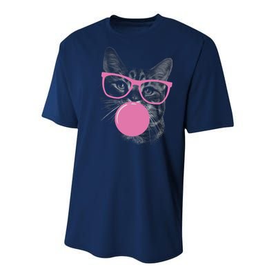 Cat Blowing Bubble Gum Youth Performance Sprint T-Shirt