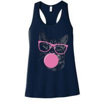 Cat Blowing Bubble Gum Women's Racerback Tank