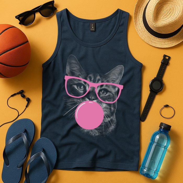 Cat Blowing Bubble Gum Tank Top