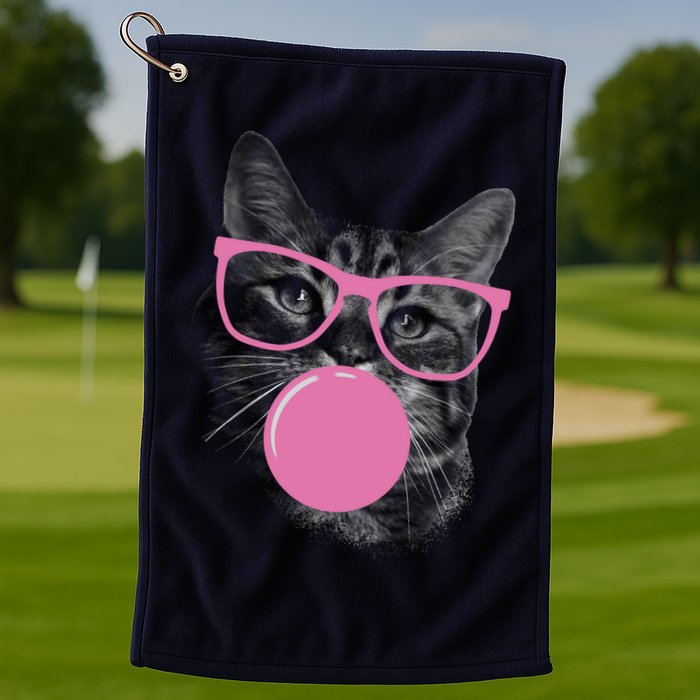 Cat Blowing Bubble Gum Golf Towel