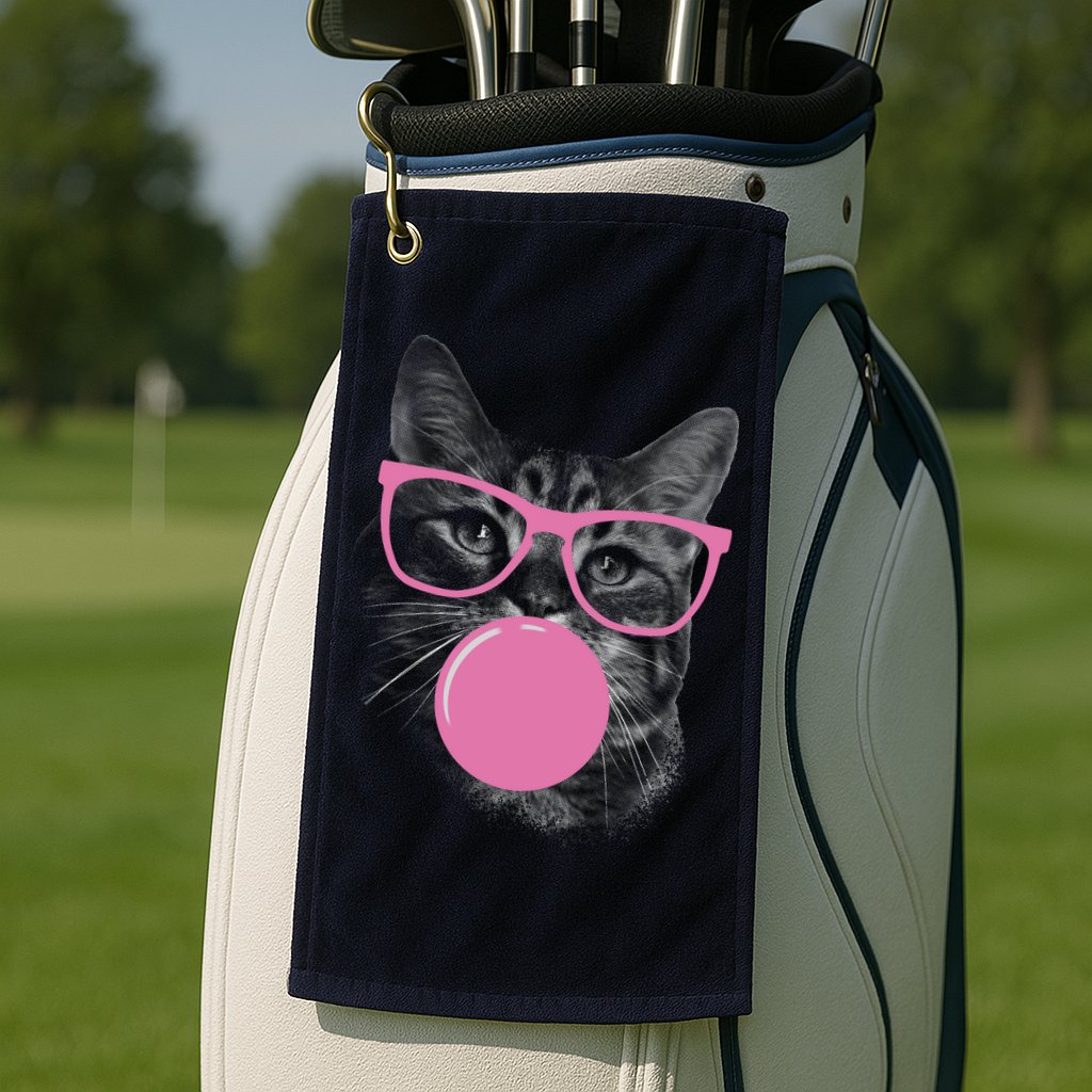 Cat Blowing Bubble Gum Golf Towel