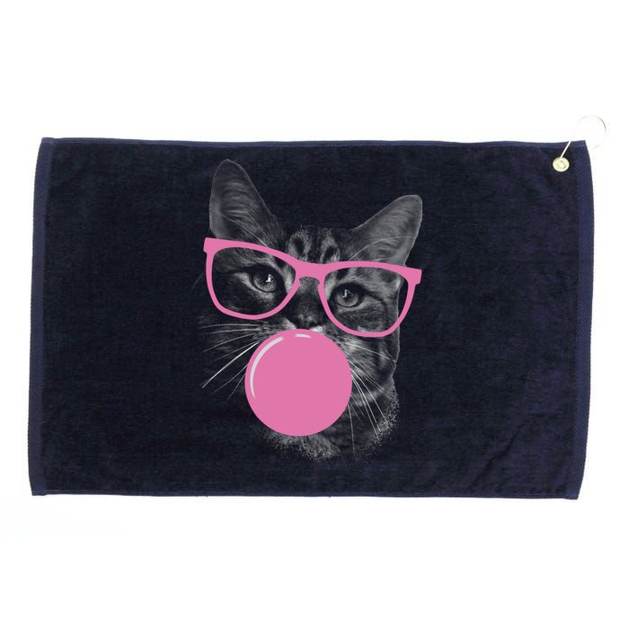 Cat Blowing Bubble Gum Grommeted Golf Towel