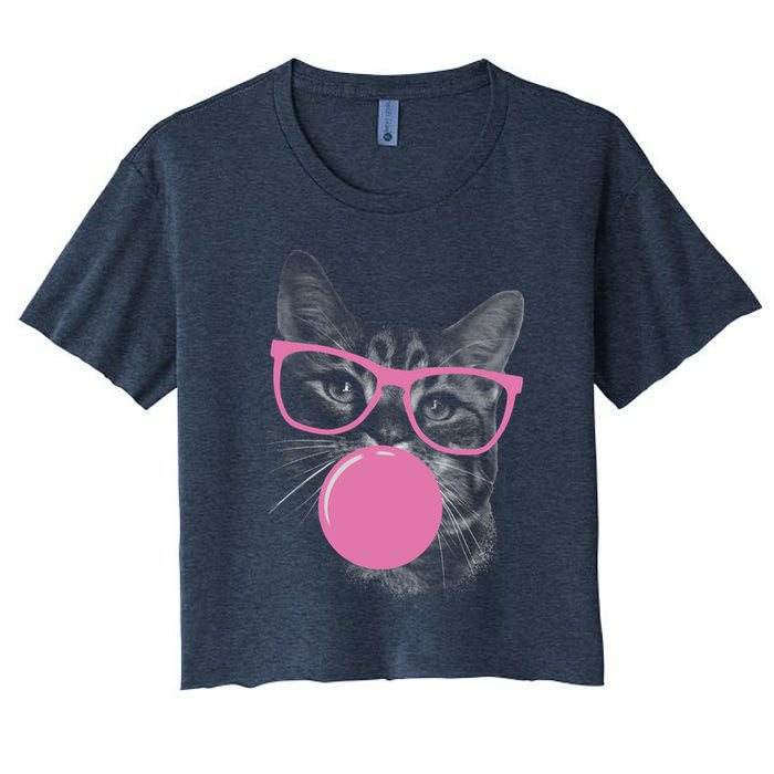 Cat Blowing Bubble Gum Crop Top