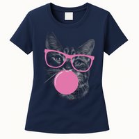 Cat Blowing Bubble Gum Womens T-Shirt