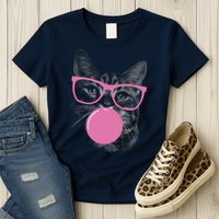 Cat Blowing Bubble Gum Womens T-Shirt