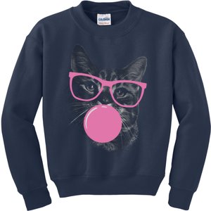 Cat Blowing Bubble Gum Kids Sweatshirt