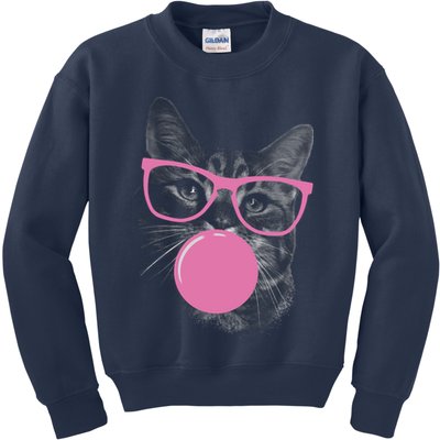 Cat Blowing Bubble Gum Kids Sweatshirt