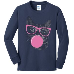 Cat Blowing Bubble Gum Kids Long Sleeve Shirt