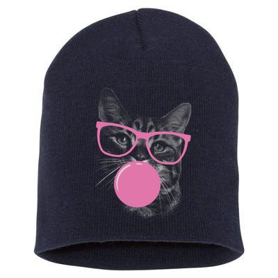 Cat Blowing Bubble Gum Short Acrylic Beanie