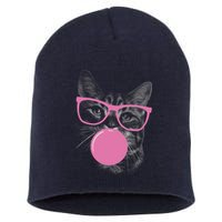 Cat Blowing Bubble Gum Short Acrylic Beanie