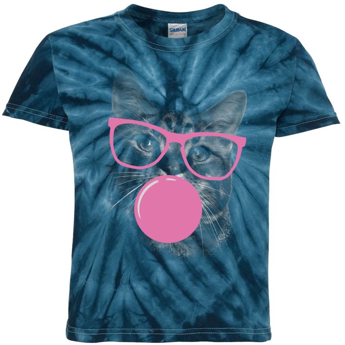 Cat Blowing Bubble Gum Kids Tie-Dye T-Shirt