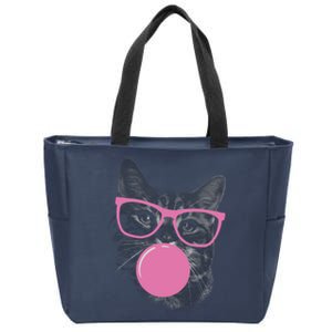 Cat Blowing Bubble Gum Zip Tote Bag