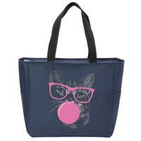 Cat Blowing Bubble Gum Zip Tote Bag