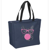 Cat Blowing Bubble Gum Zip Tote Bag