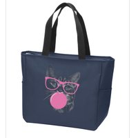 Cat Blowing Bubble Gum Zip Tote Bag