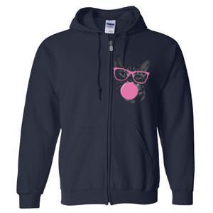 Cat Blowing Bubble Gum Full Zip Hoodie