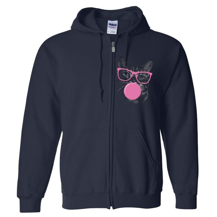 Cat Blowing Bubble Gum Full Zip Hoodie