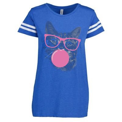 Cat Blowing Bubble Gum Enza Ladies Jersey Football T-Shirt