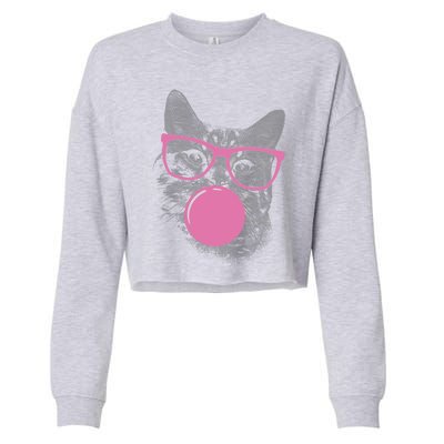 Cat Blowing Bubble Gum Cropped Pullover Crew