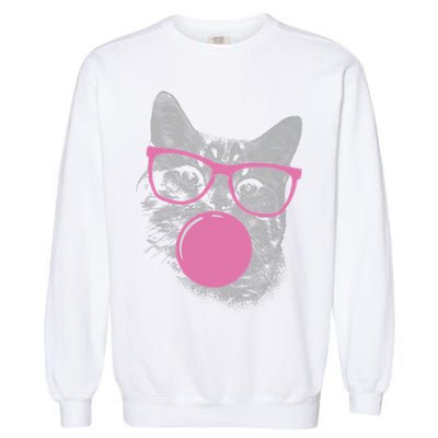 Cat Blowing Bubble Gum Garment-Dyed Sweatshirt