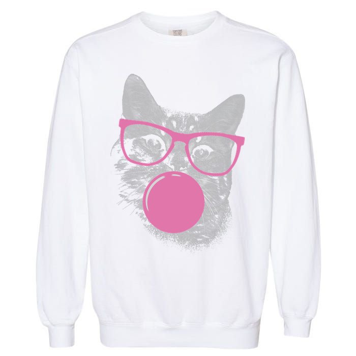 Cat Blowing Bubble Gum Garment-Dyed Sweatshirt