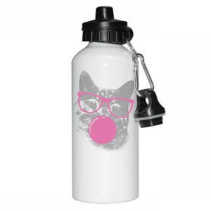 Cat Blowing Bubble Gum Aluminum Water Bottle