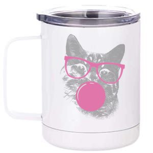 Cat Blowing Bubble Gum 12 oz Stainless Steel Tumbler Cup