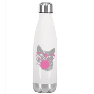 Cat Blowing Bubble Gum Stainless Steel Insulated Water Bottle